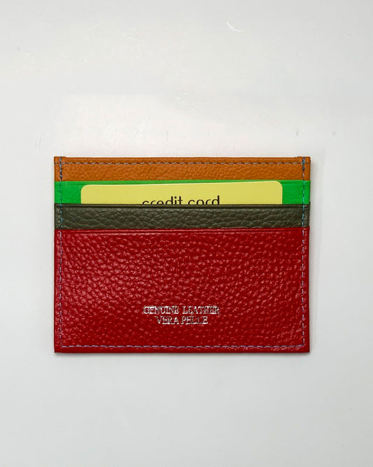 Giove men's card holder in red multicolored leather made in Italy