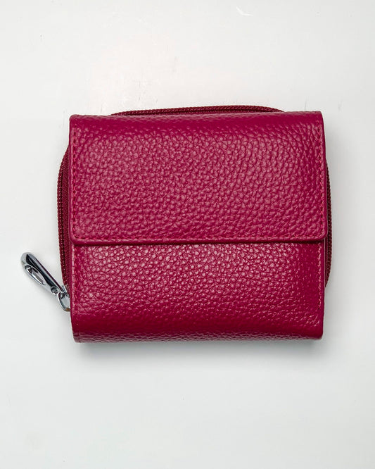 Artemide Wallet Coin Purse Card Holder for Women and Men in Genuine Handmade Ciclamino Leather Made in Italy