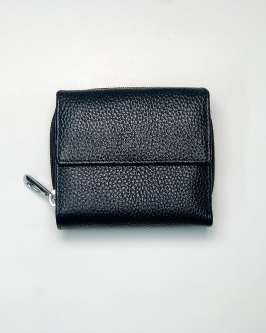 Artemide Wallet Coin Purse Card Holder for Women and Men in Genuine Handcrafted Black Leather Made in Italy