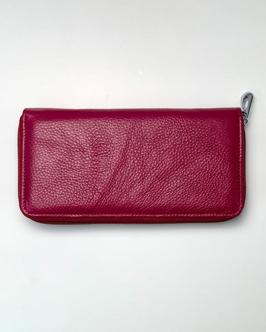 Giunone Women's Wallet Coin Purse Card Holder in Genuine Handmade Ciclamino Leather Made in Italy