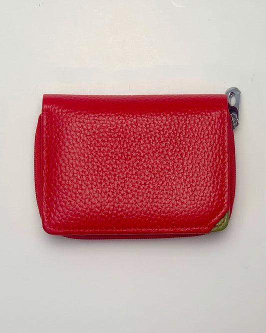 Portafoglio Portamonete Porta Carte donna Afrodite in vera pelle artigianale Rosso