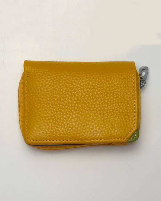 Portafoglio Portamonete Porta Carte donna Afrodite in vera pelle artigianale Giallo