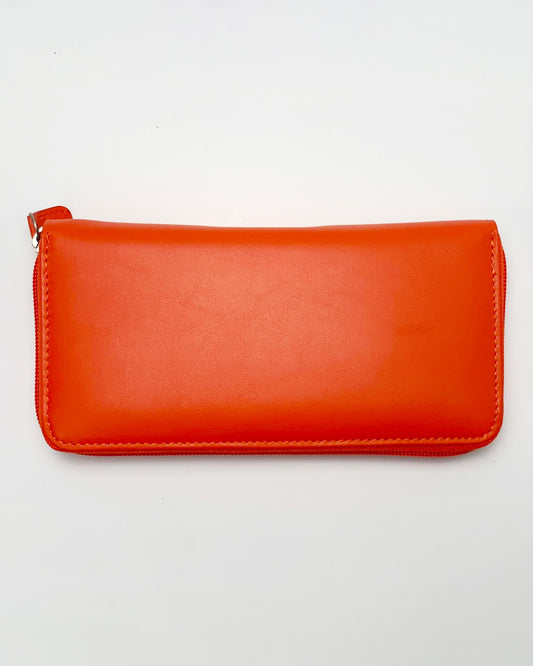 Minerva Women's Wallet, Coin Purse, Card Holder, Genuine Orange Handcrafted Leather, Made in Italy