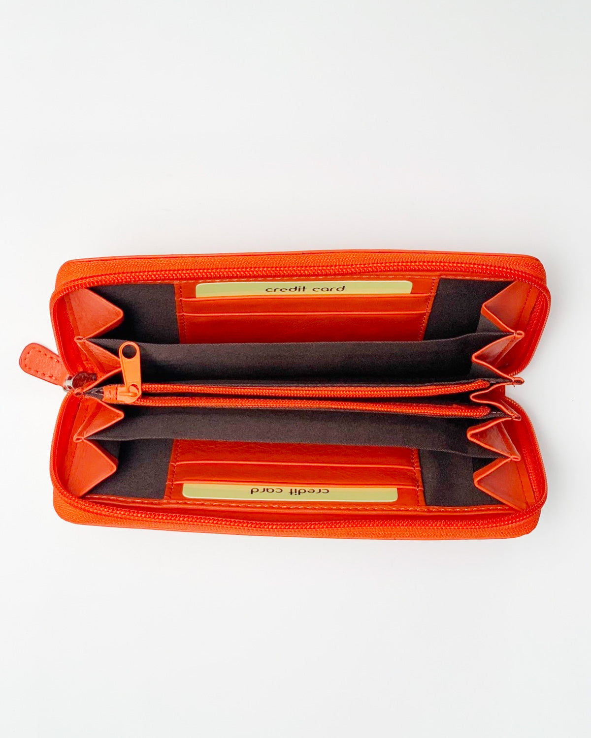 Minerva Women's Wallet, Coin Purse, Card Holder, Genuine Orange Handcrafted Leather, Made in Italy