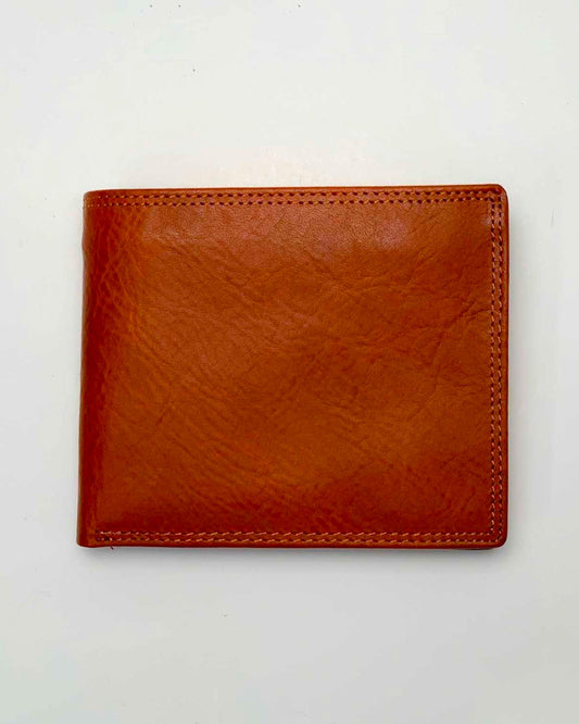 Ercole Men's Wallet Coin Purse Card Holder in Genuine Cognac Handcrafted Leather Made in Italy