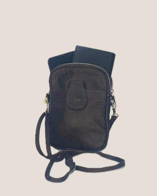 Attilio Dark Brown Leather Small Sporty Men's Shoulder Bag