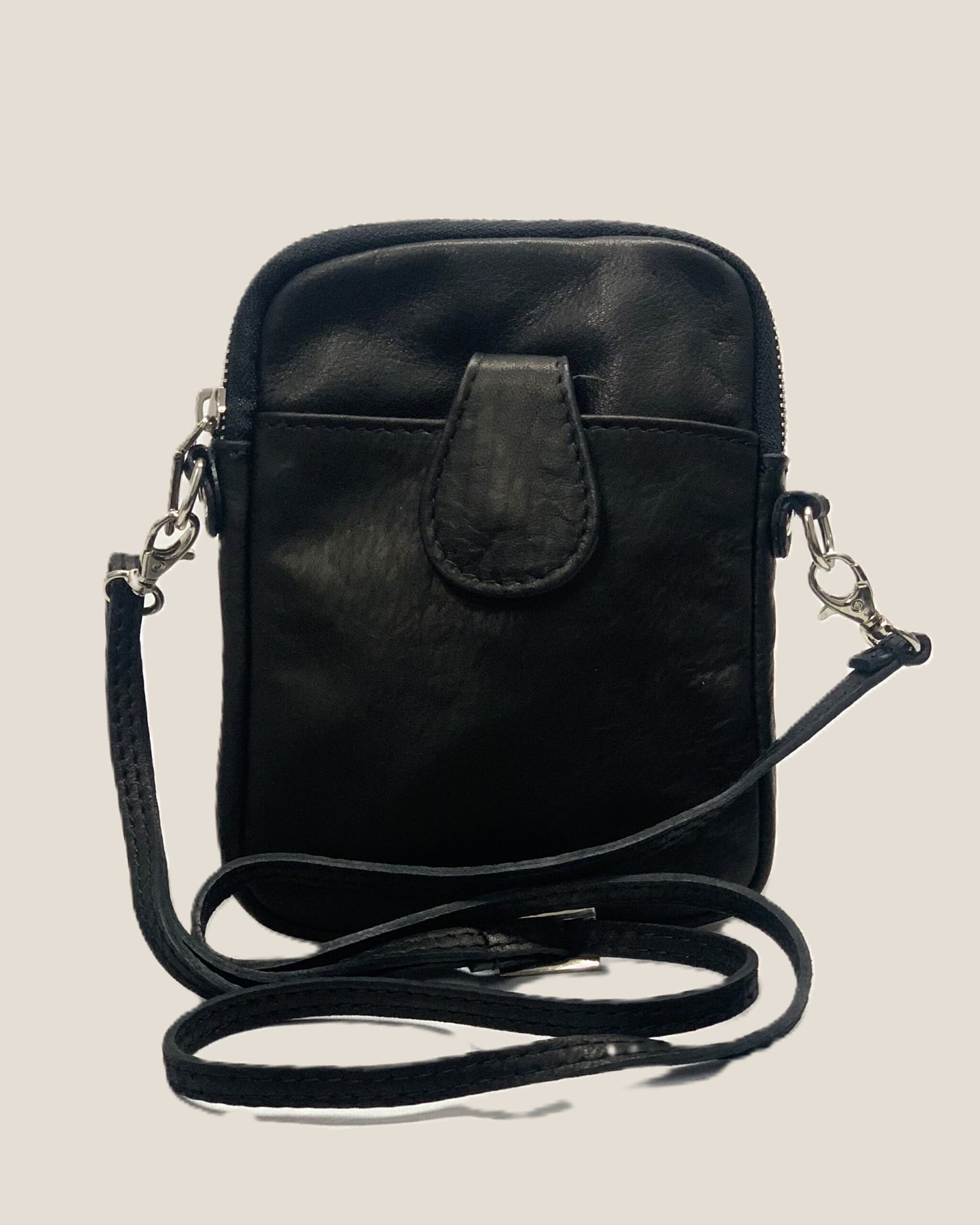 Attilio Black Small Leather Men's Sporty Shoulder Bag