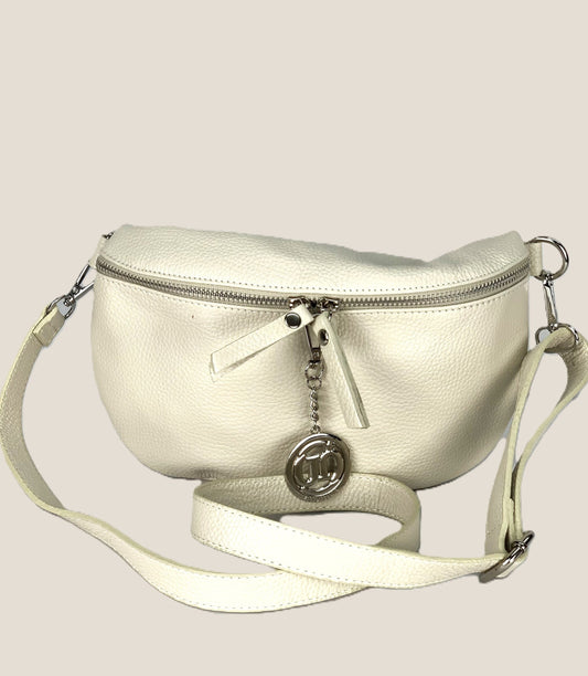 Marsupio o borsa a tracolla donna in vera pelle Emma colore Beige
