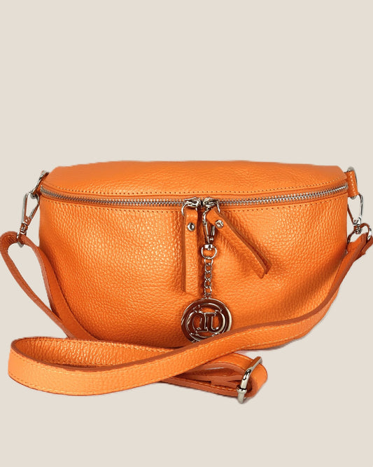 Marsupio o borsa a tracolla donna in vera pelle Emma colore Arancio