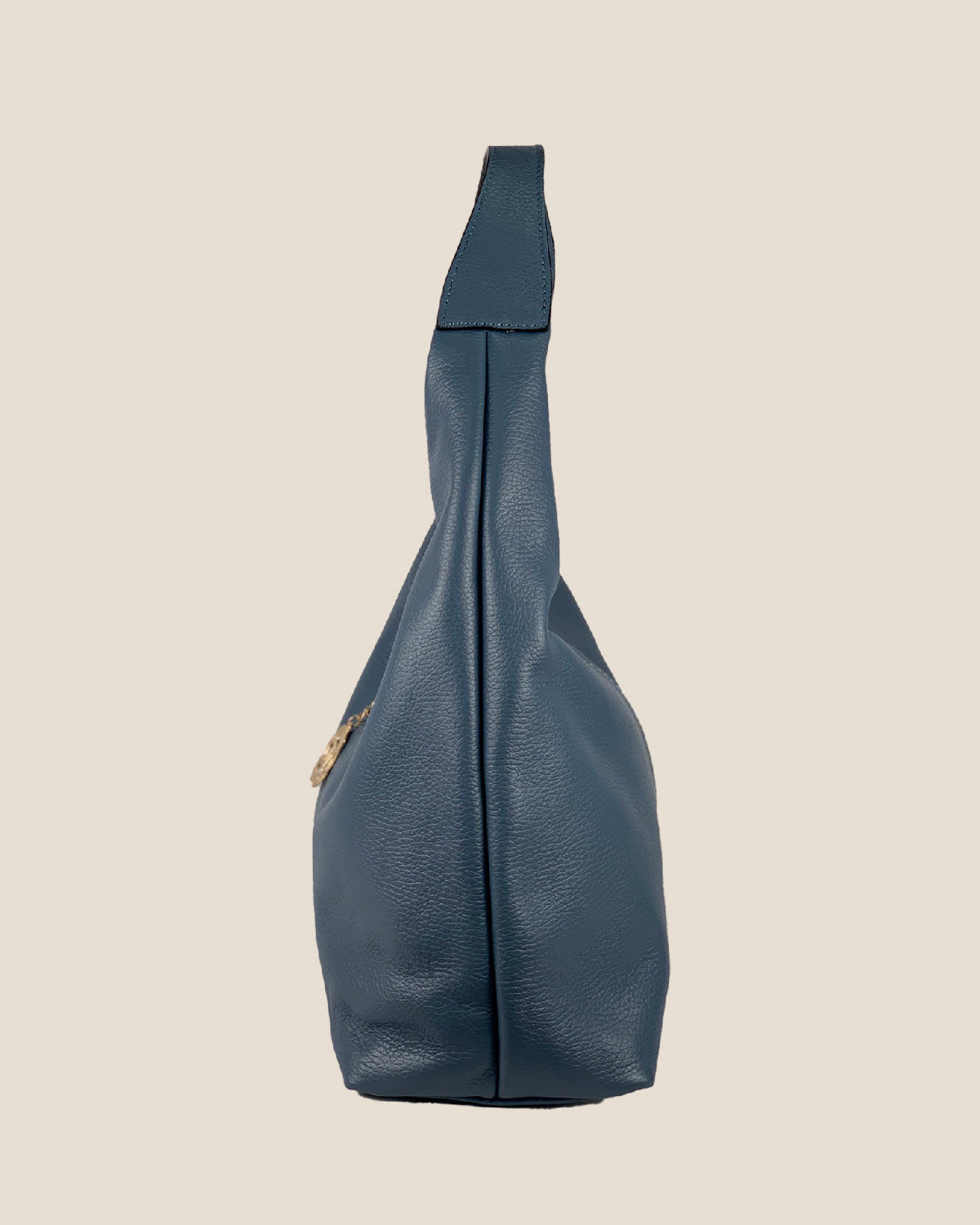 Borsa Spalla Hobo Donna Laura Vera Pelle Ceruleo Azzurro