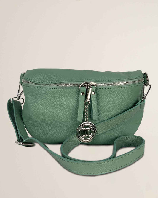 Marsupio o borsa a tracolla donna in vera pelle Emma colore Verde Menta
