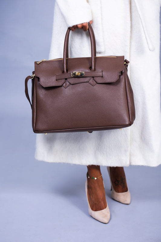 Borsa Donna LUNA in Vera Pelle Taupe  Made in Italy – Eleganza Artigianale