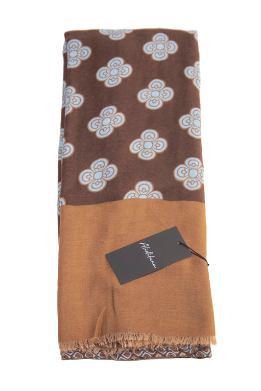 Sciarpa, foulard, Pashmina  Uomo/Donna in Lana e Acrilico Marrone con Motivo Floreale