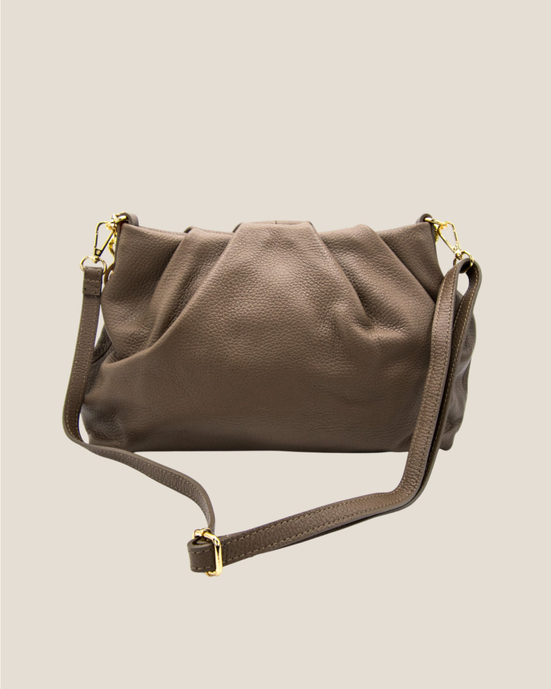 Borsa Spalla Tracolla a Mano Donna Lauretana Vera Pelle Fango Elegante Morbida