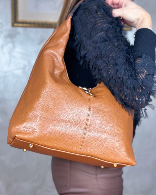 Borsa Spalla Hobo Donna Laura Vera Pelle Marrone