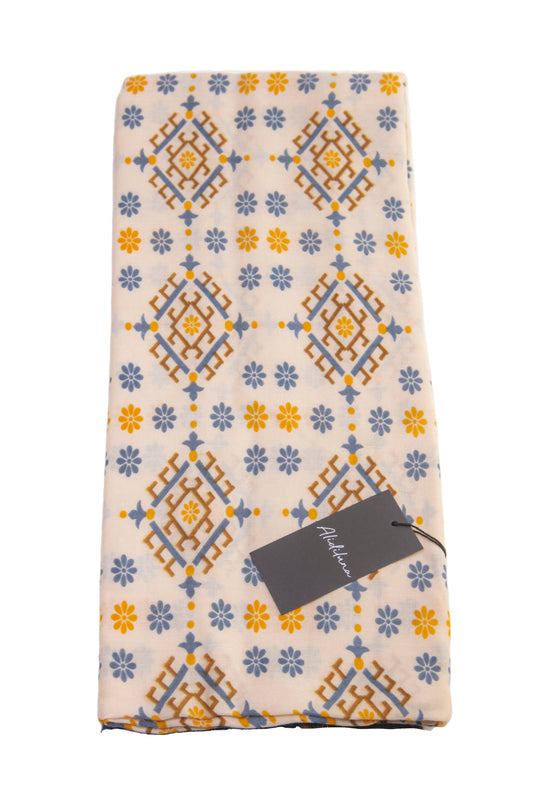 Sciarpa, foulard, Pashmina  Uomo/Donna in Lana e Acrilico Bianco Panna con motivi vari