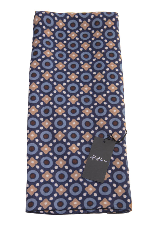 Sciarpa, foulard, Pashmina Uomo/Donna in Acrilico e Lana Blu con Motivo Geometrico Multicolore