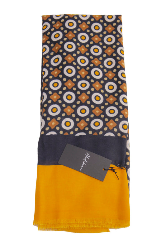 Sciarpa, foulard, Pashmina  Uomo/Donna in Lana e Acrilico Blu con motivi geometrici multicolore