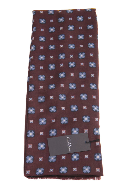 Sciarpa, foulard, Pashmina Uomo/Donna in Acrilico e Lana Bordeaux con Motivo Geometrico Multicolore