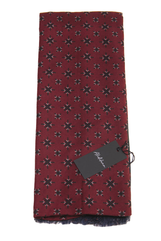 Sciarpa, foulard, Pashmina  Uomo/Donna in Lana e Acrilico Bordeaux con motivo geometrico scuro fascia Verde Blu
