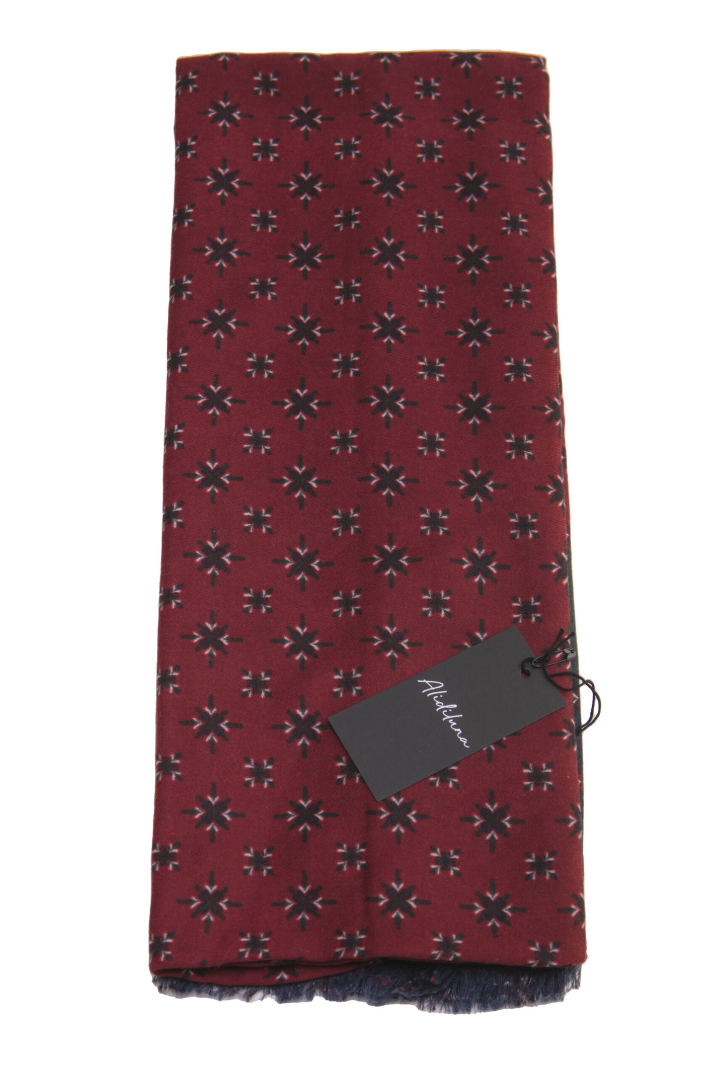 Sciarpa, foulard, Pashmina  Uomo/Donna in Lana e Acrilico Bordeaux con motivo geometrico scuro fascia Verde Blu