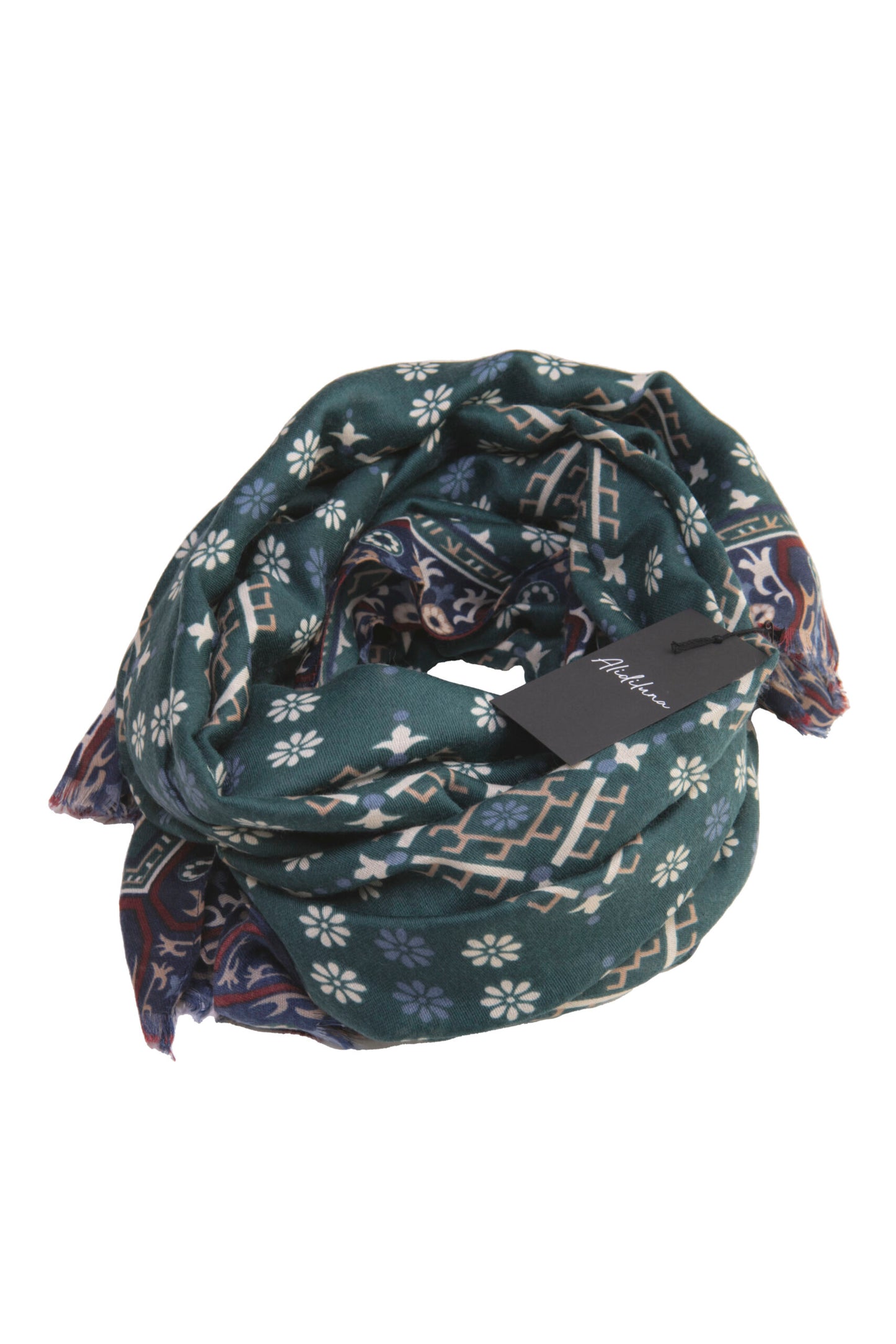 Sciarpa, foulard, Pashmina  Uomo/Donna in Lana e Acrilico Verde con motivi geometrici