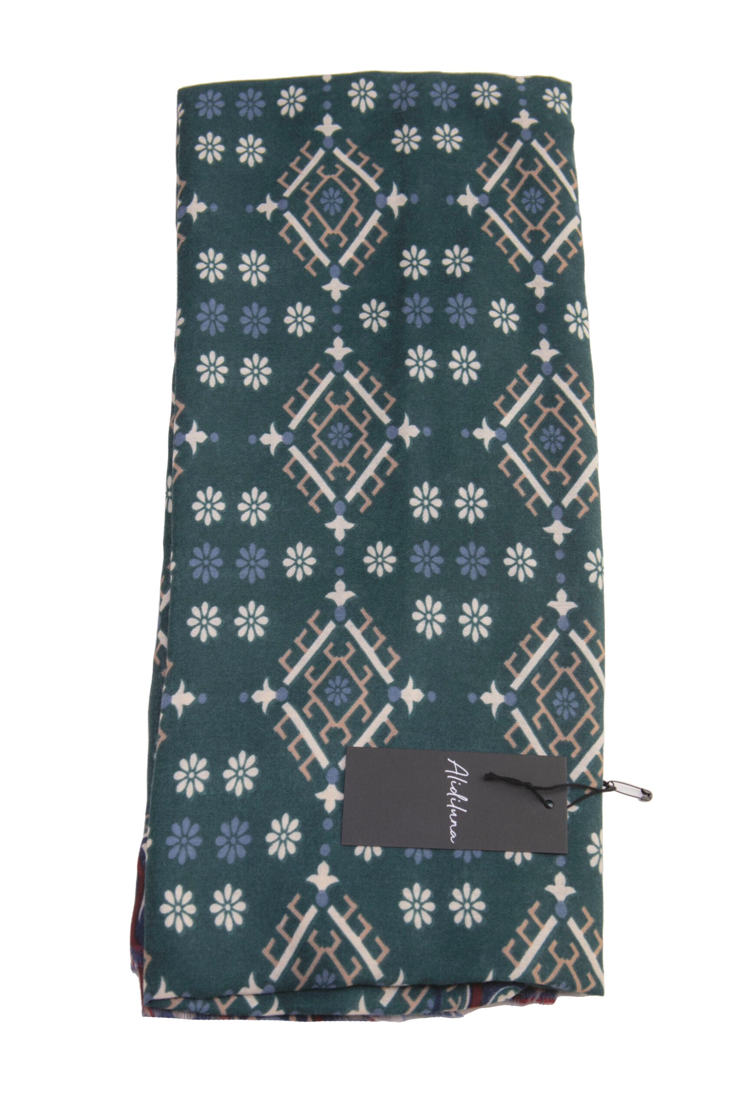 Sciarpa, foulard, Pashmina  Uomo/Donna in Lana e Acrilico Verde con motivi geometrici