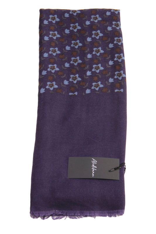 Sciarpa, foulard, Pashmina  Uomo/Donna in Lana e Acrilico Viola scuro motivo fluoreale stellato